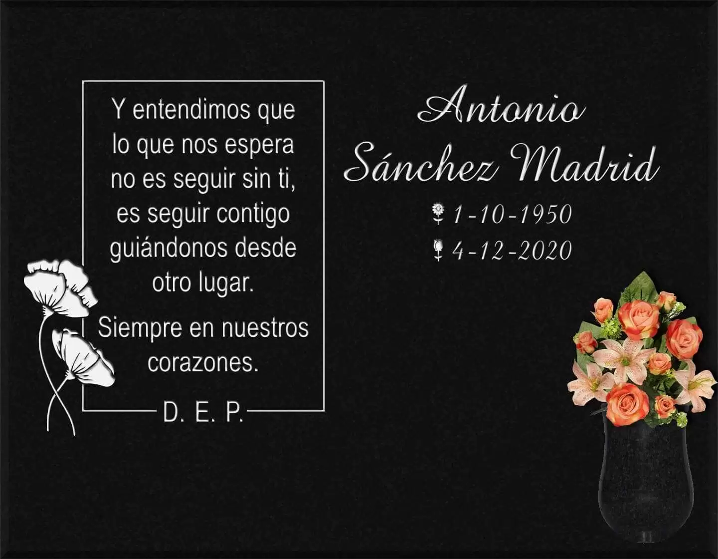 Lápida grabada personalizada letras G.388