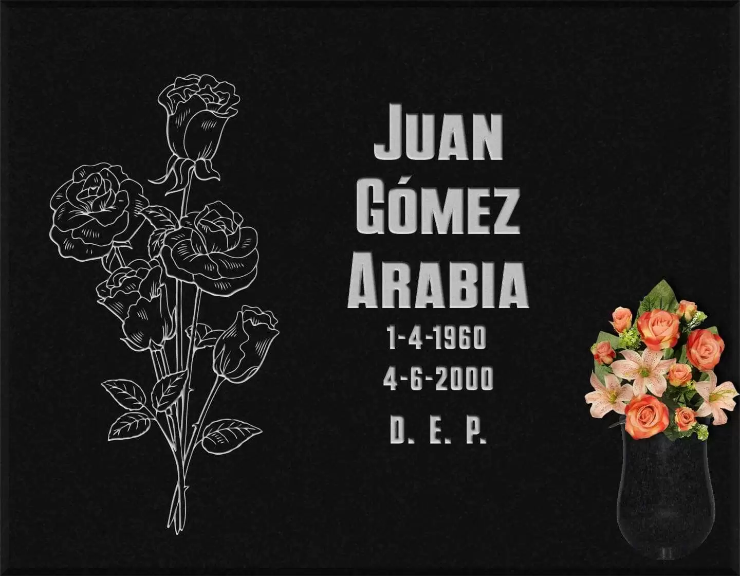 Lápida grabada personalizada rosas G.394