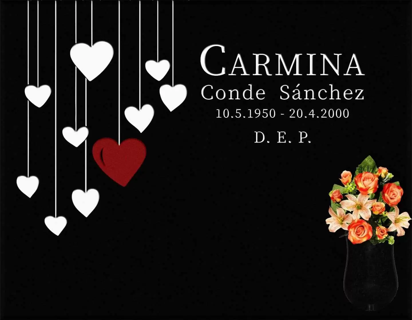 Lápida grabada personalizada corazones G.400