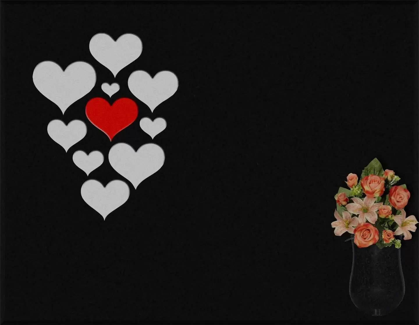 Lápida grabada personalizada corazones G.402