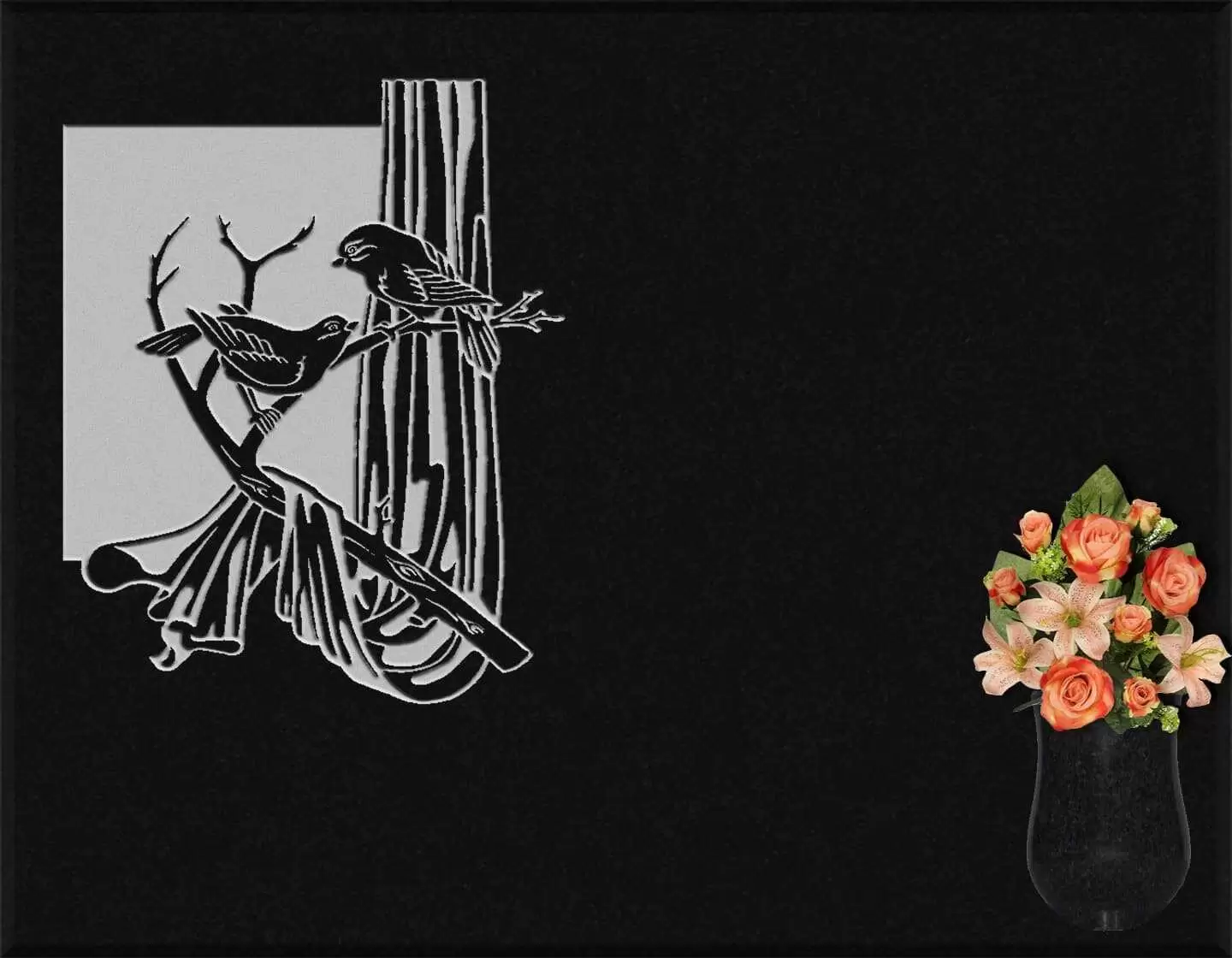 Lápida grabada personalizada pájaros G.403