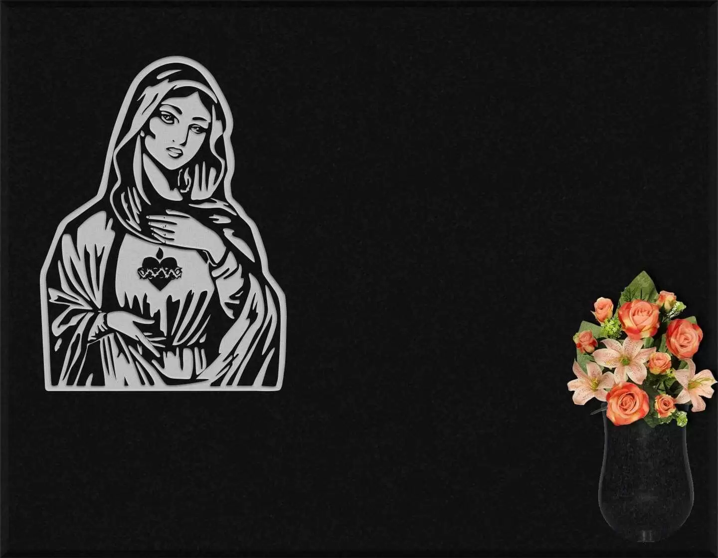 Lápida grabada virgen G.272