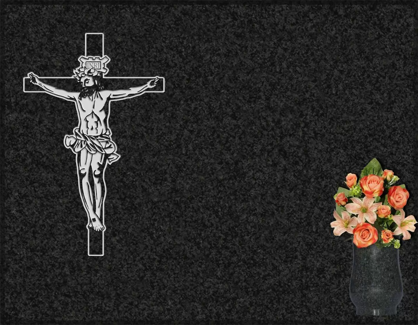 Lápida grabada Cristo crucificado G.300