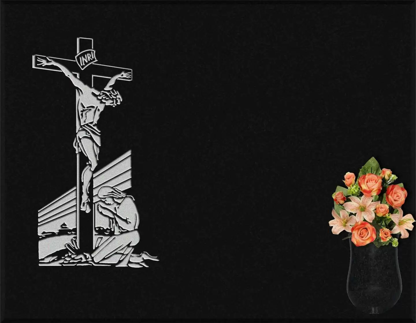 Lápida grabada Cristo crucificado G.301