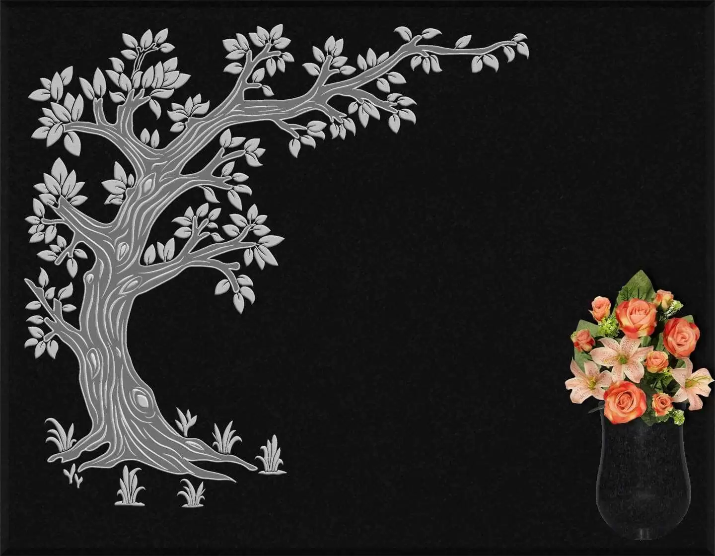 Lápida grabada árbol floral G.311