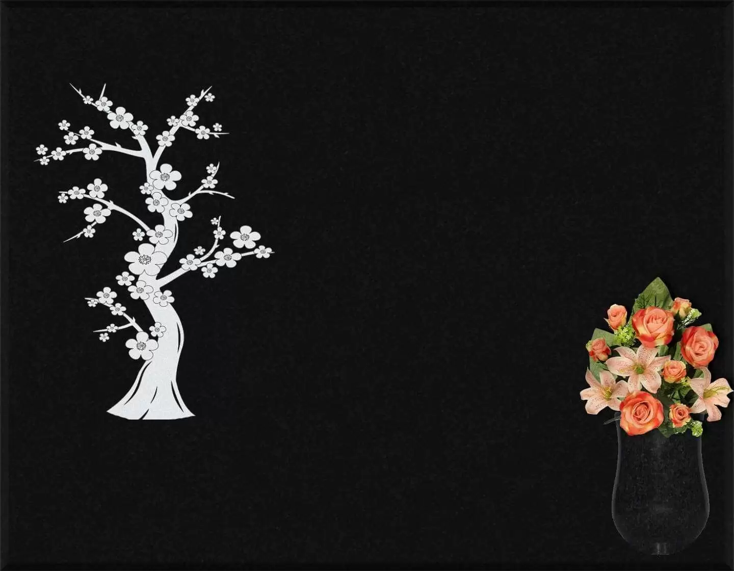 Lápida grabada árbol floral G.312