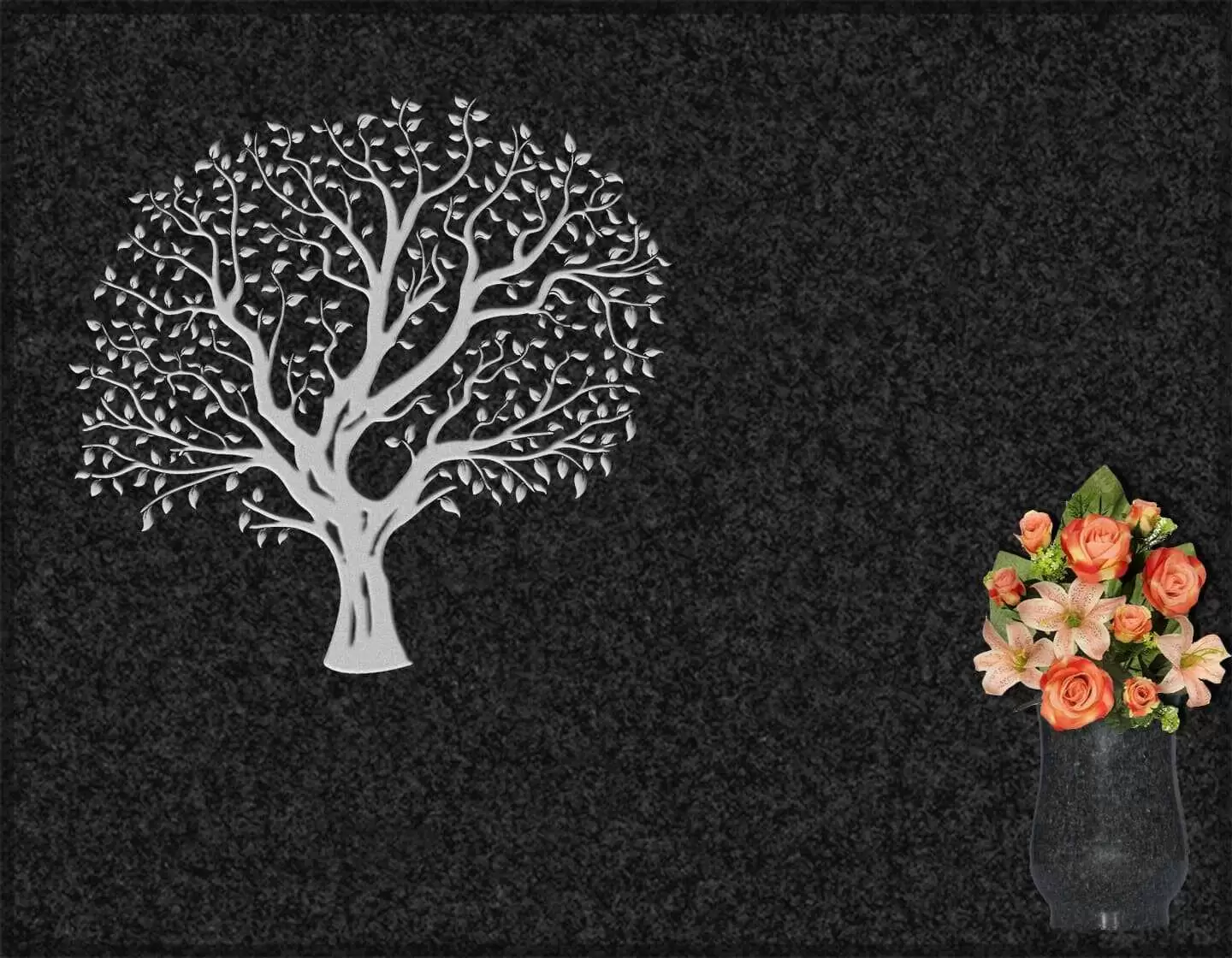 Lápida grabada árbol floral G.314