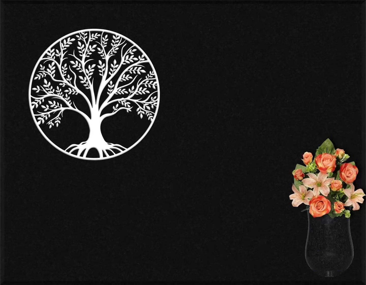 Lápida grabada árbol floral G.315