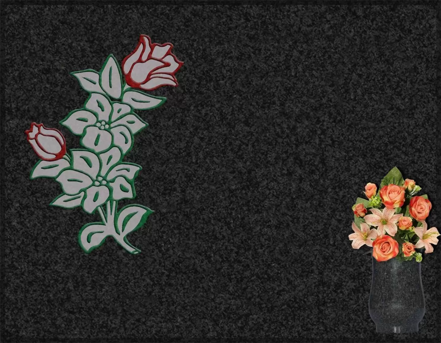 Lápida grabada floral G.317