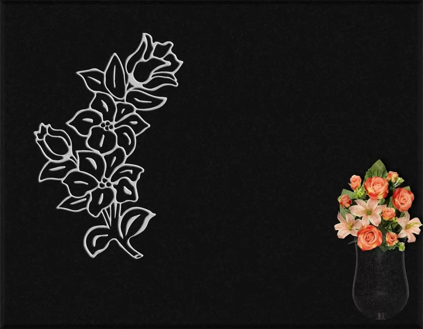 Lápida grabada floral G.319