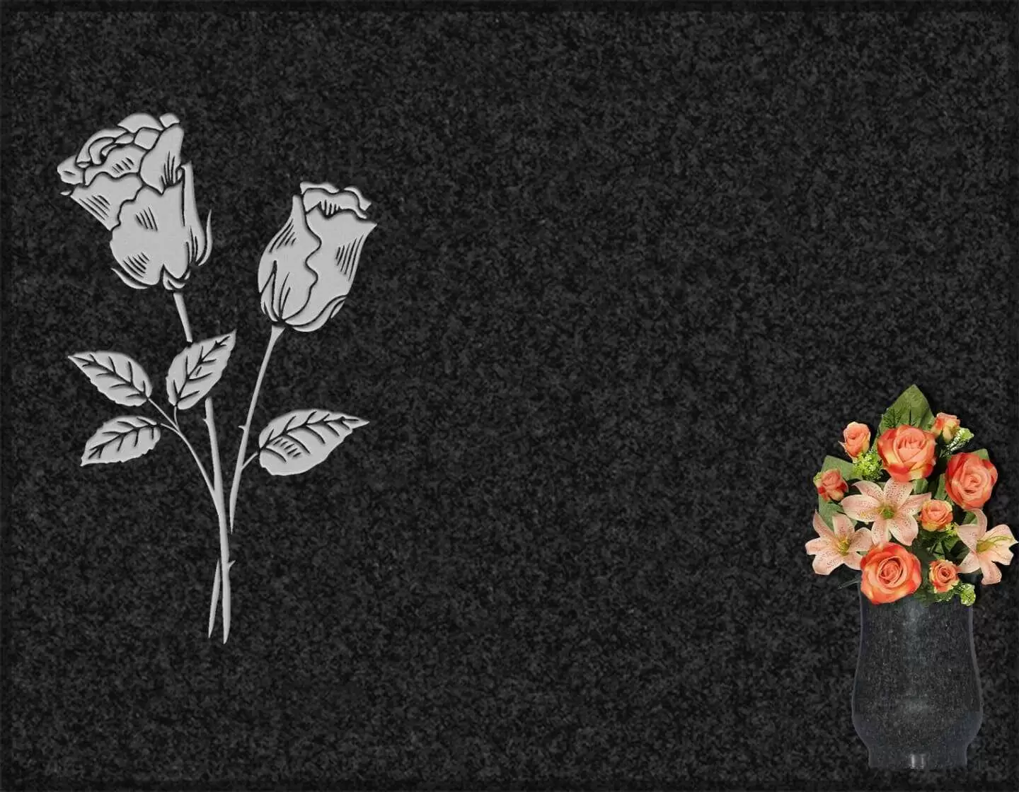 Lápida grabada floral G.327