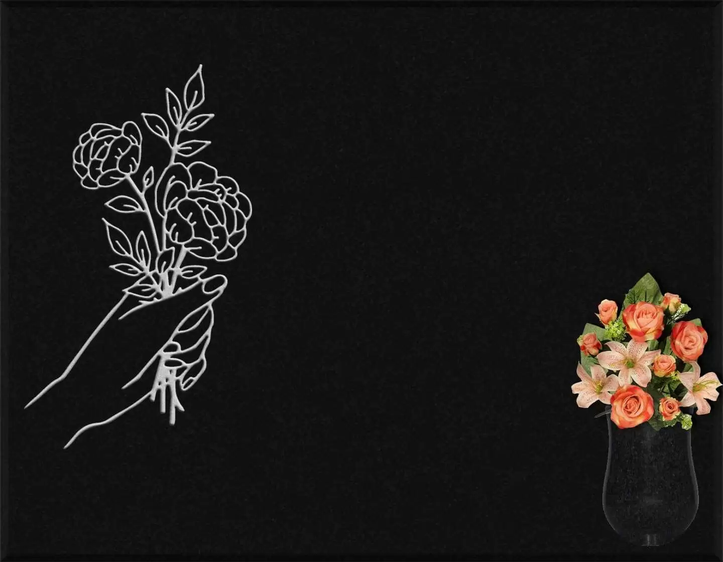 Lápida grabada floral G.328