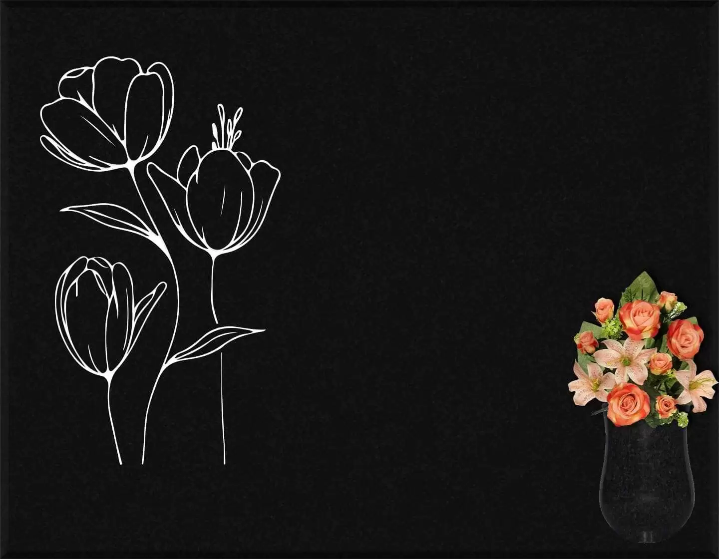 Lápida grabada floral G.333