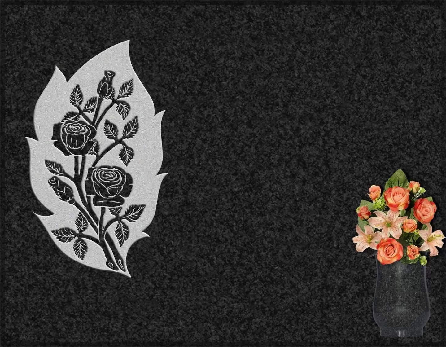 Lápida grabada floral G.337