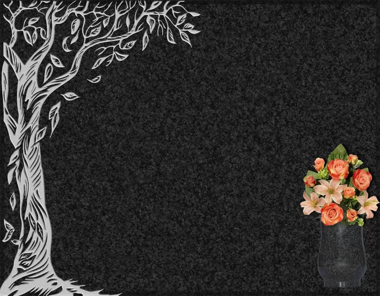 Lápida grabada árbol floral G.338