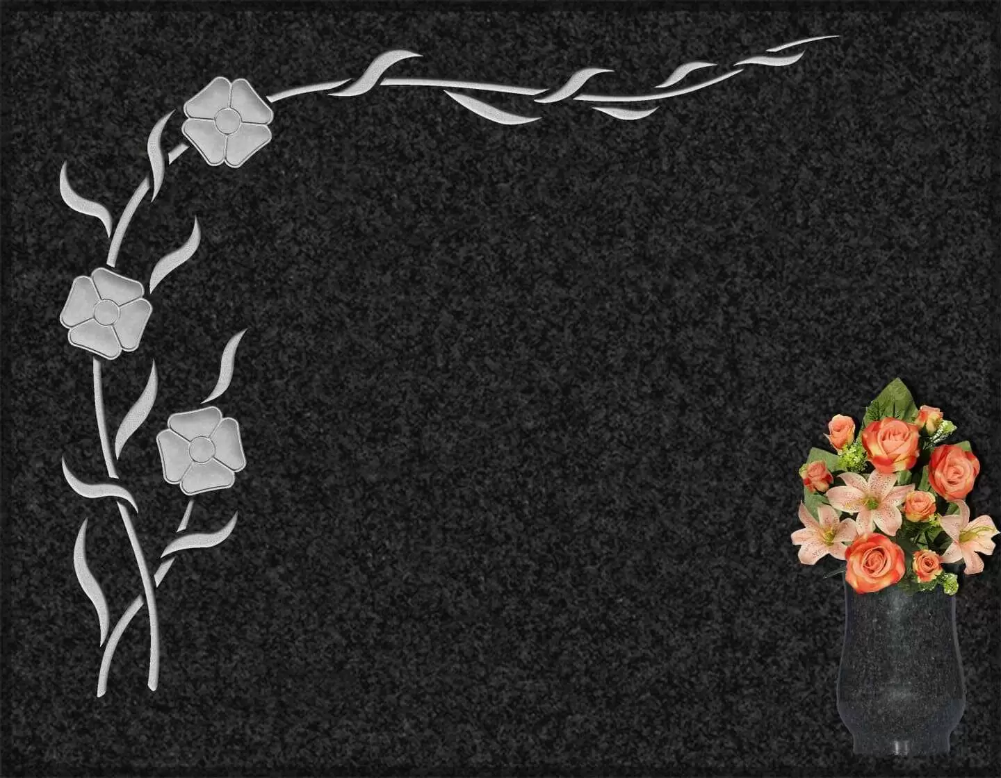 Lápida grabada floral G.340