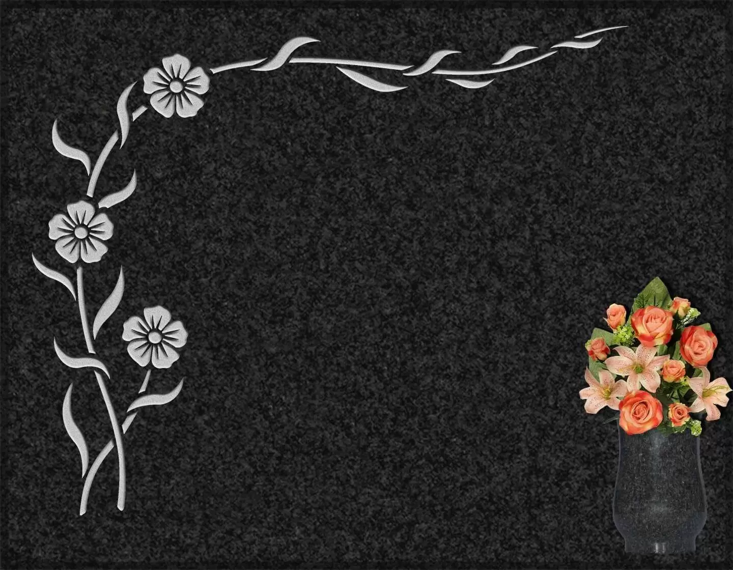 Lápida grabada floral G.341