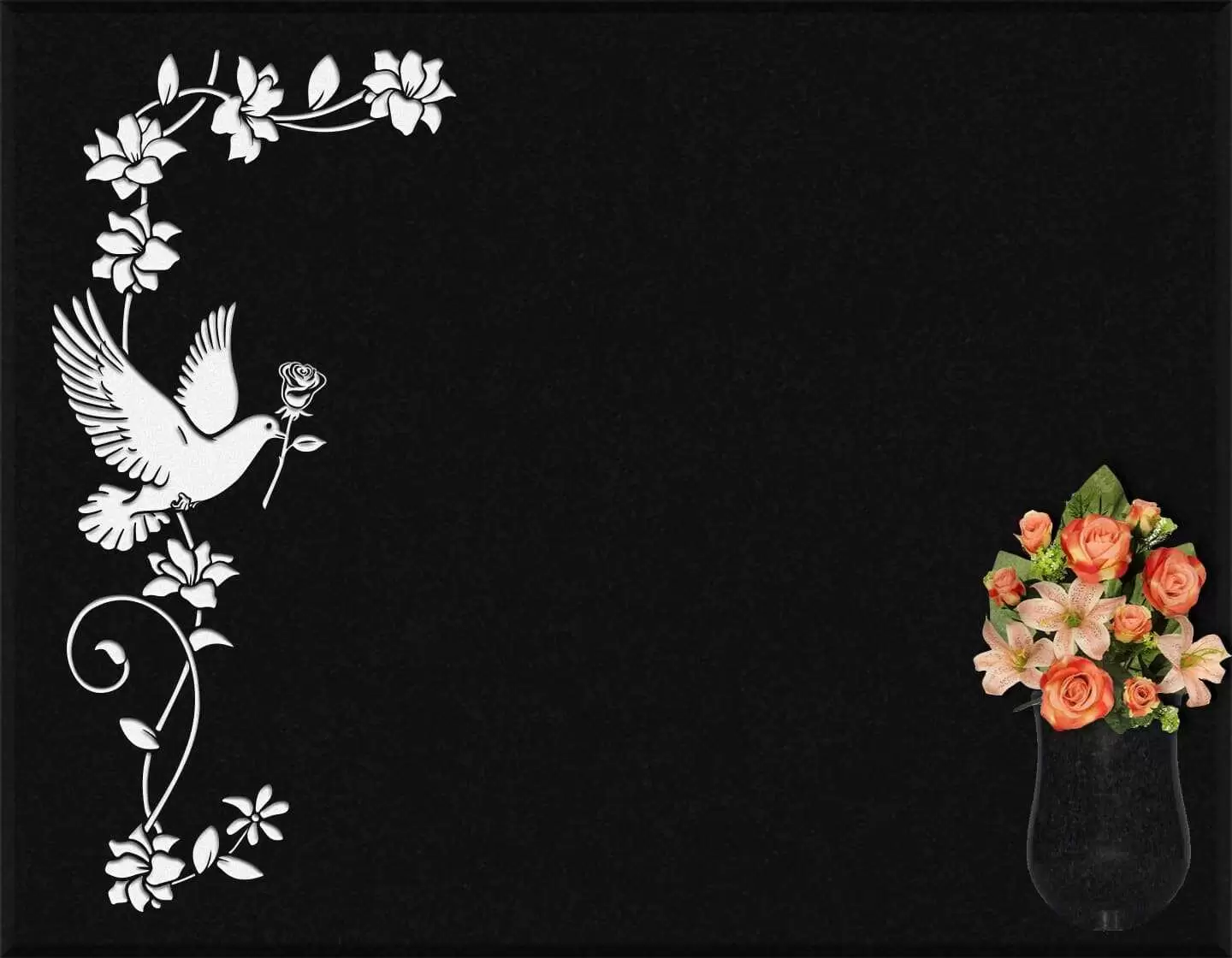 Lápida grabada floral G.342