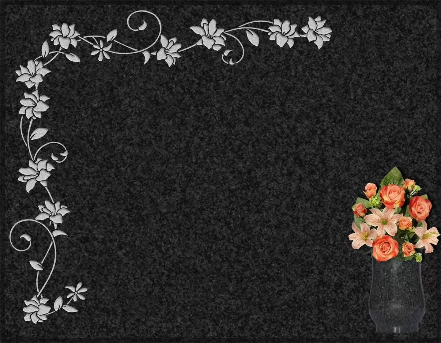 Lápida grabada floral G.343