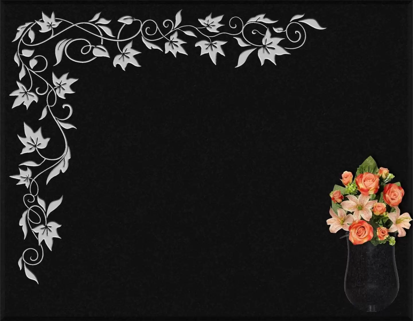 Lápida grabada floral G.344