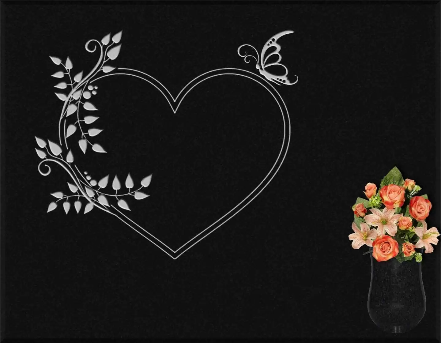 Lápida grabada corazón G.346