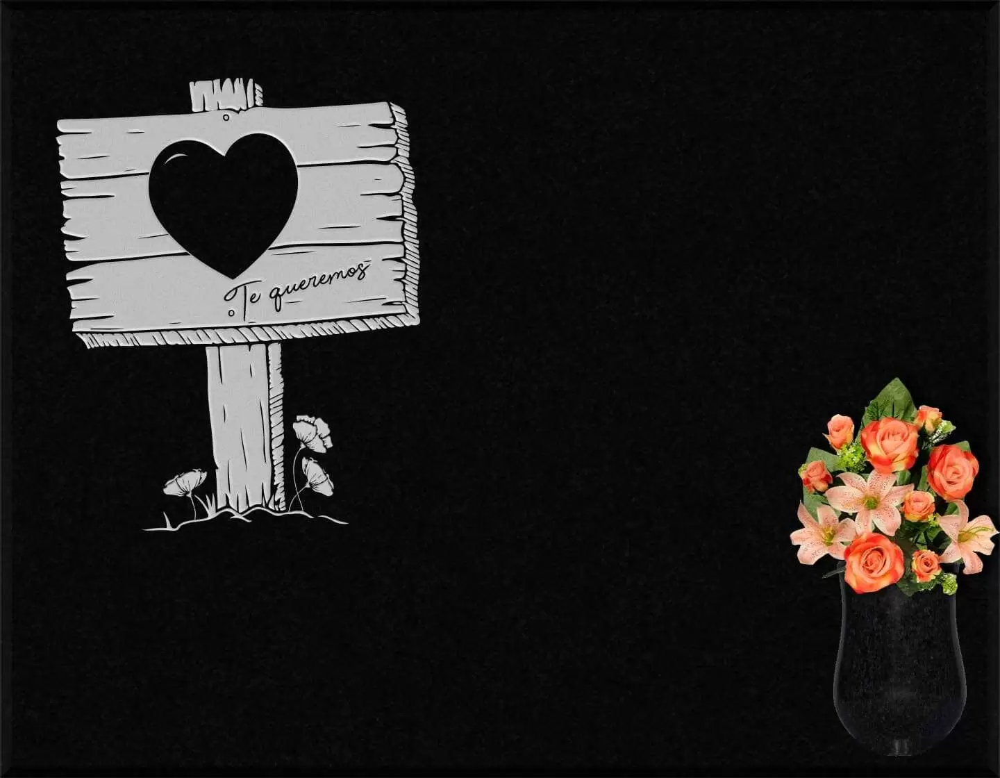 Lápida grabada corazón G.347