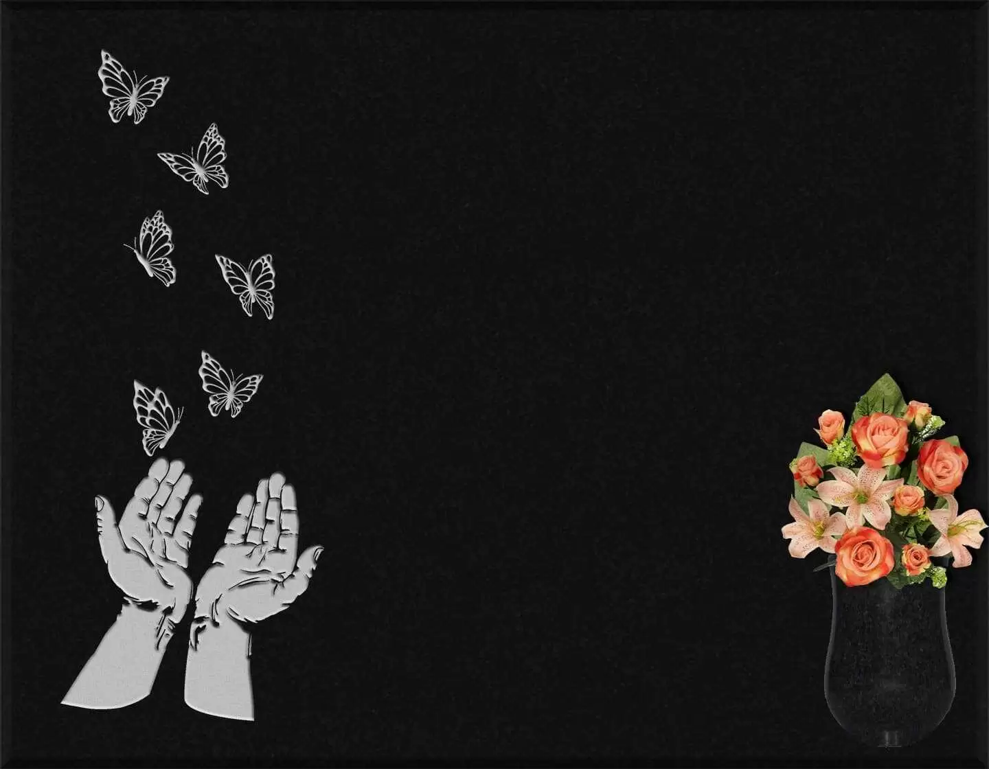 Lápida grabada mariposas G.356