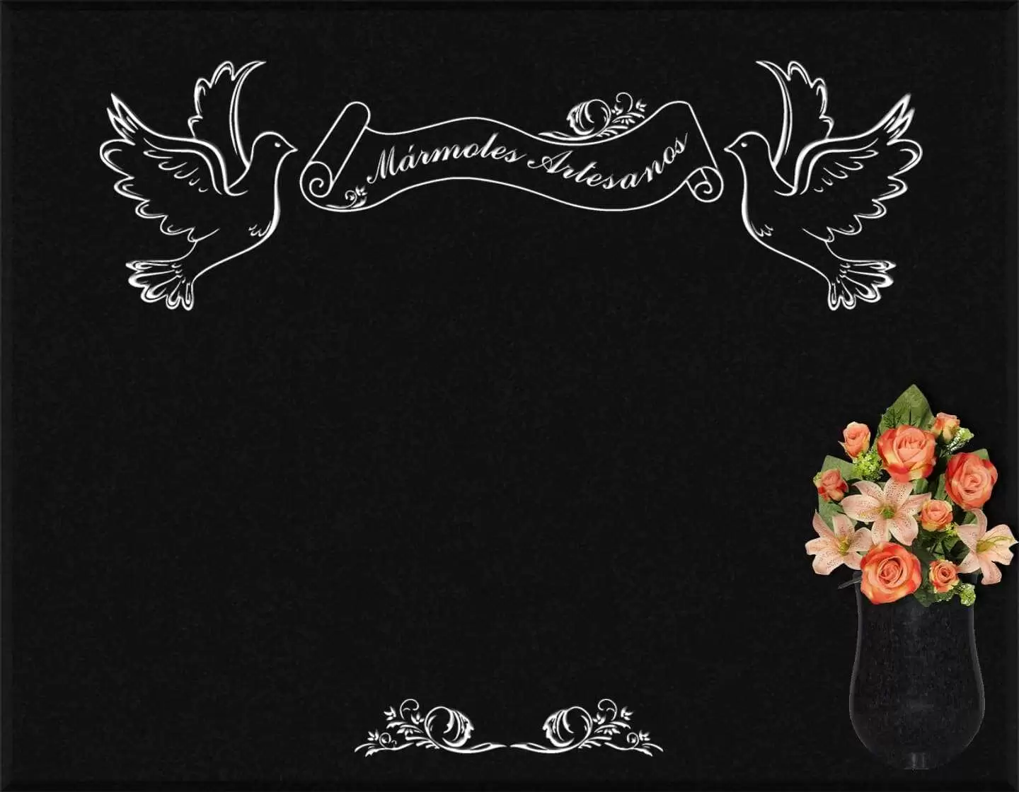 Lápida grabada palomas G.361