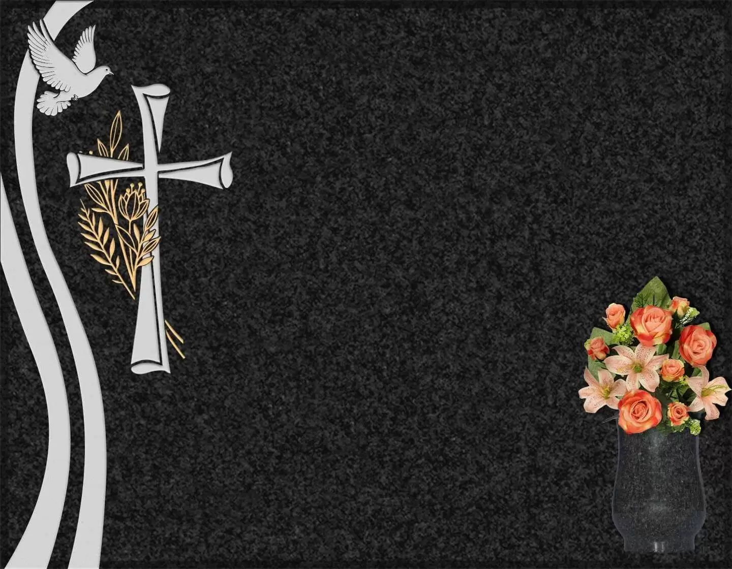 Lápida grabada paloma y cruz G.364