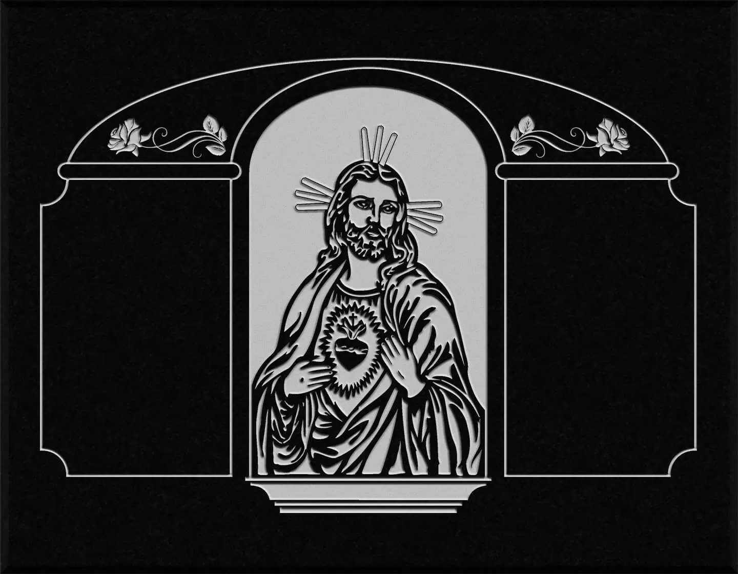 Lápida grabada gran formato Sagrado Corazón de Jesús G.367