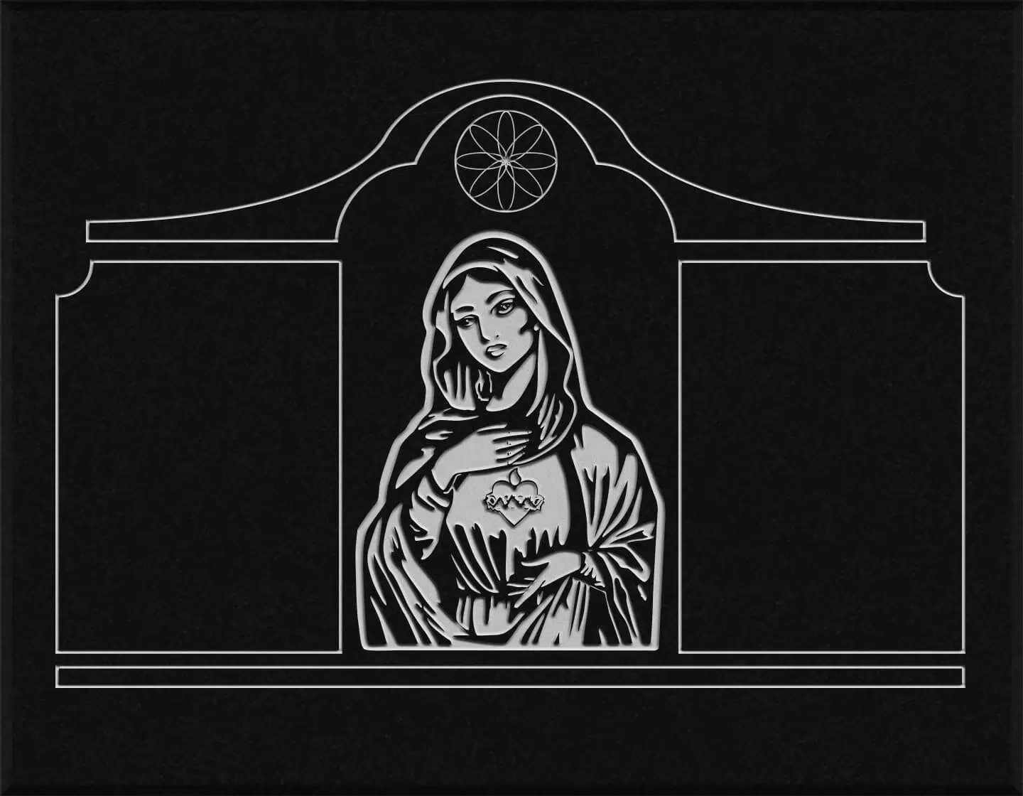 Lápida grabada gran formato Corazón de María G.368