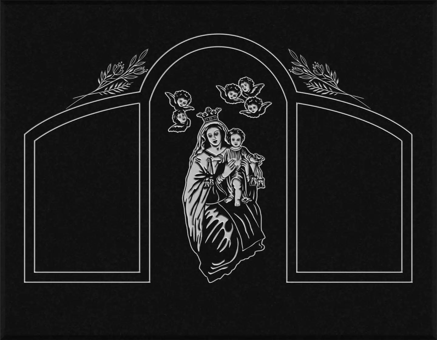 Lápida grabada gran formato Virgen del Carmen G.369