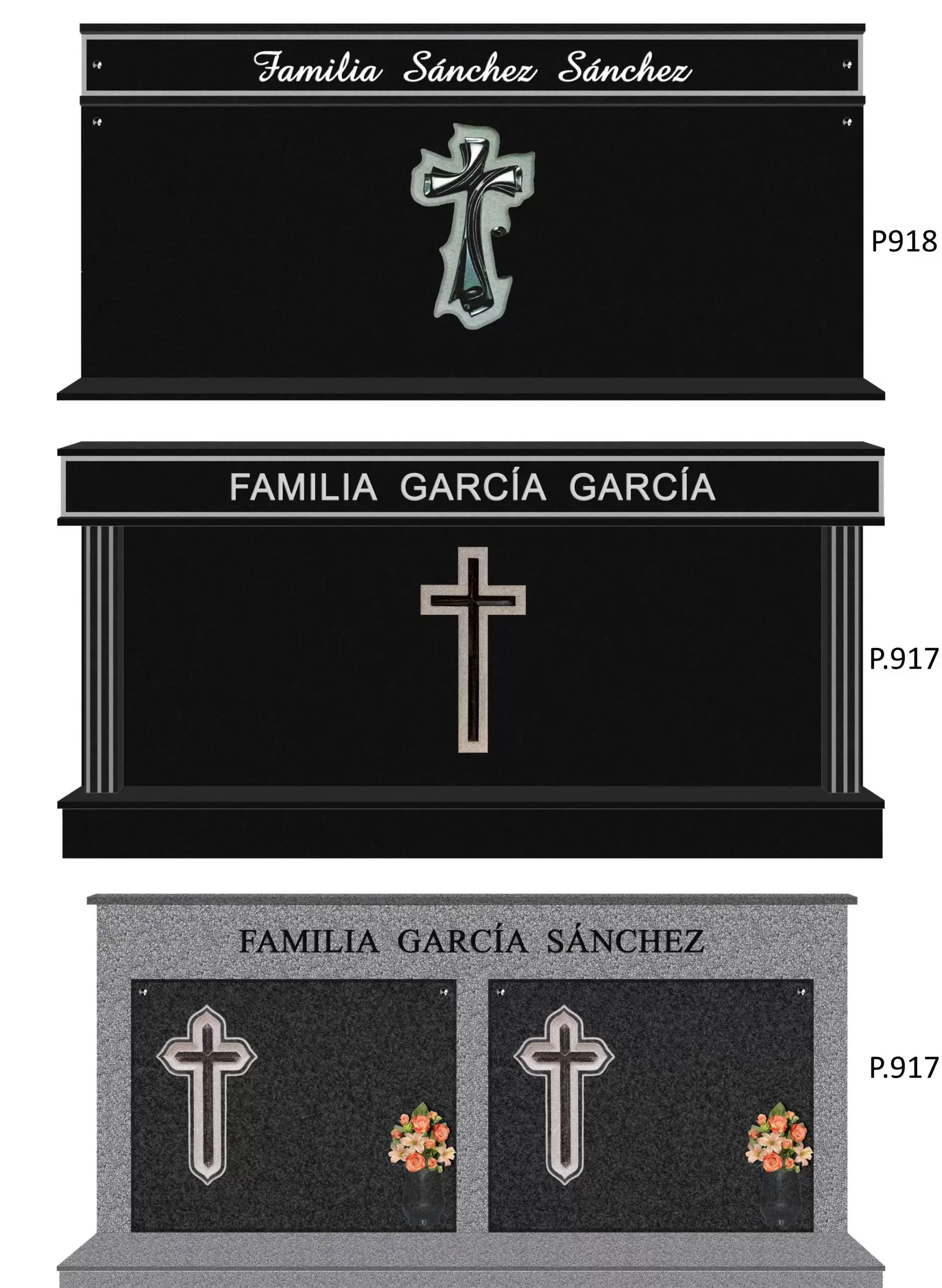 Lápidas dobles en horizontal P.916 - P.917 - P.918