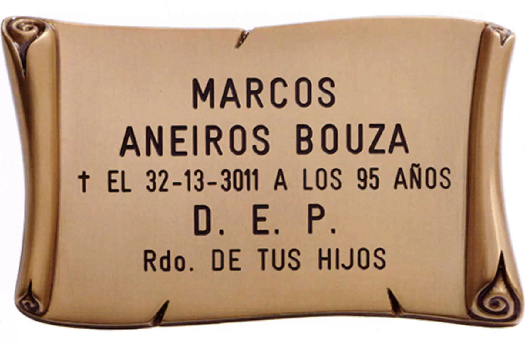 Pergamino de bronce con inscripción