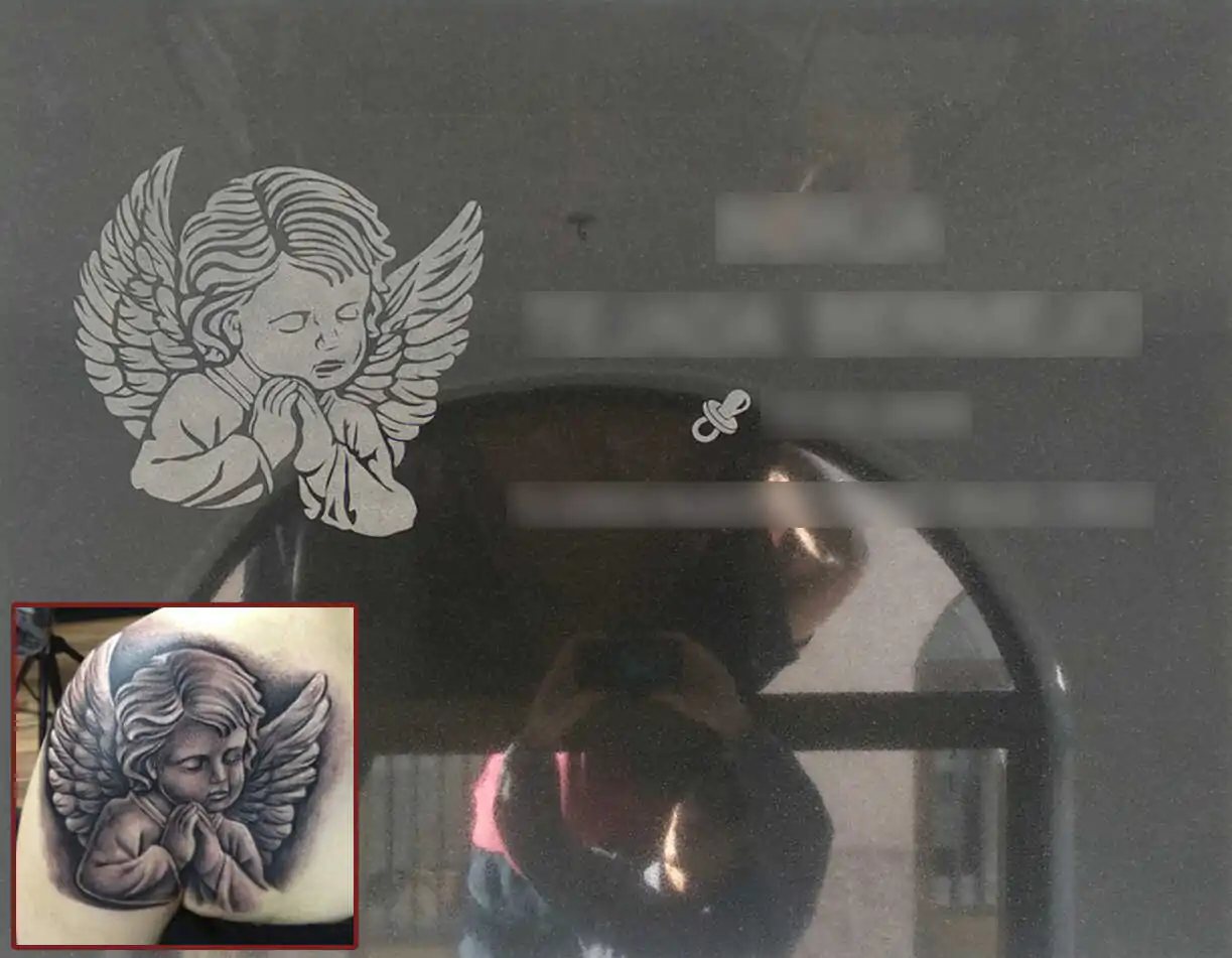 Lápida con angelito personalizado