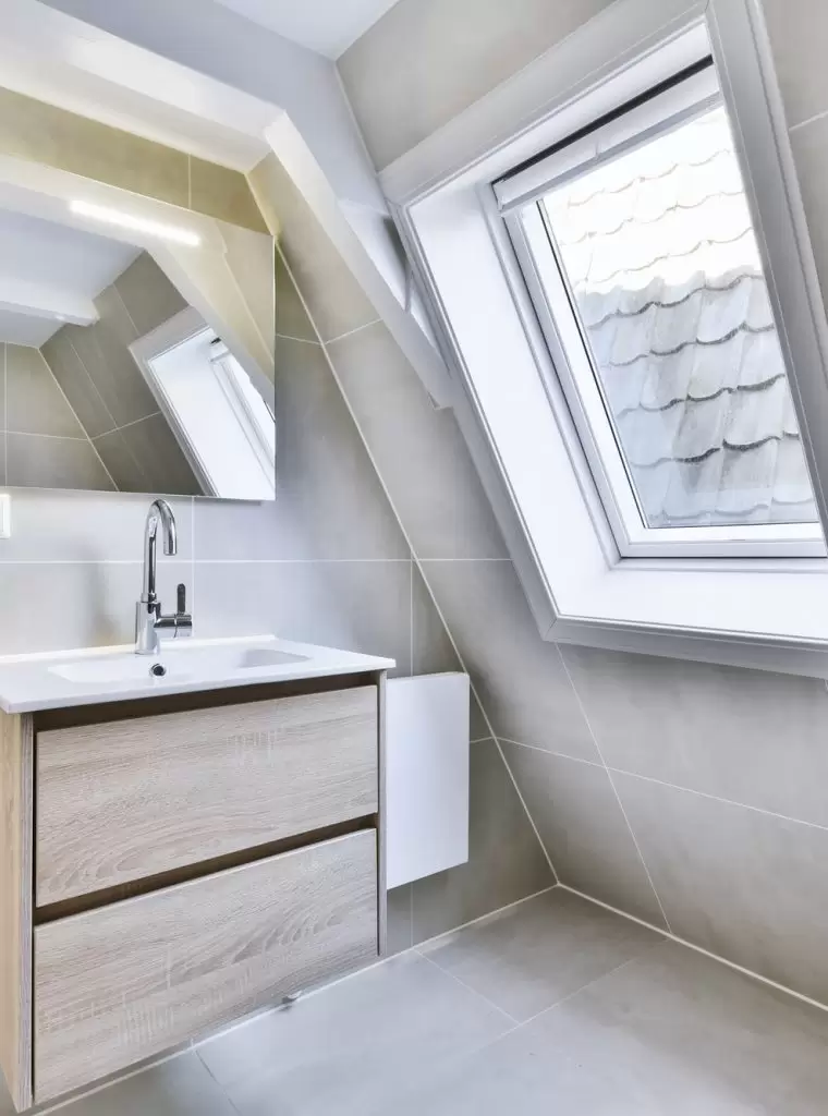 Bathroom with marble walls
